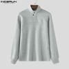 INCERUN Осень-весна Мужские свитера с длинным рукавом на молнии с отворотом и воротом