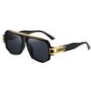 Polarized Flat Top Square Sunglasses for Fashion Pilot Extra Large Metal Frame Eyewear [SHEEN KELLY] Men's