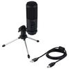 Elecom HS-MC12UBK Condenser Microphone with USB Connection, Gain Control, Windscreen, and Mini Tripod, Black