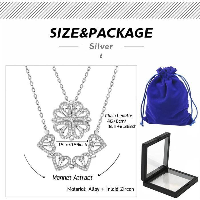 Женское колье Колье Четырехлистный клевер Сердце Съемный магнитный кулон Подарок на День святого Валентина Подарок на день рождения С[u1338]