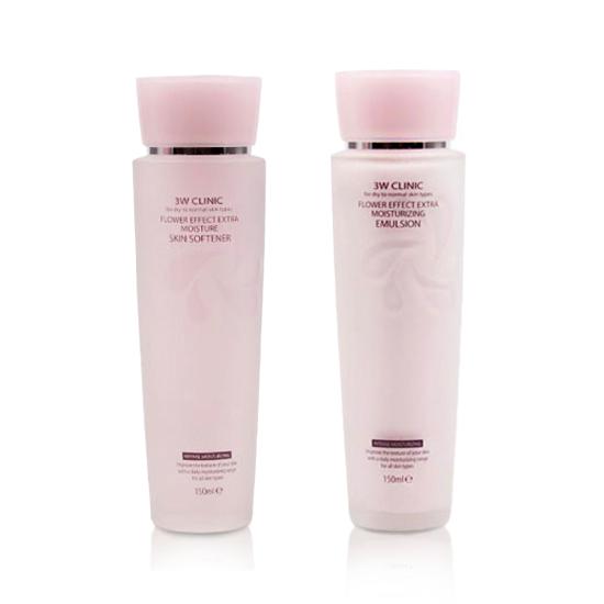 3w Clinic Смягчающий лосьон для кожи Flower Effect Extra Moisture (Тоник) 150 мл, Эмульсия 150 мл (7 вариантов)