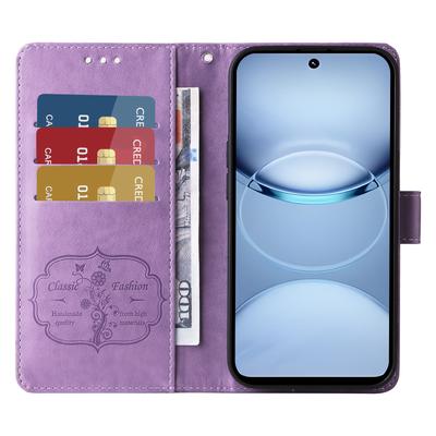 Для TECNO Spark 30 5G/Pova 6 Neo 5G Кожаный чехол-кошелек с тиснением «Бабочка и цветы» с подставкой