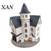 Decorative Mantelpiece Items Vintage Light-Up Cottage Halloween Decoration, Gothic Ghost Pumpkin Village House Night Ambient Lighting Figurine,