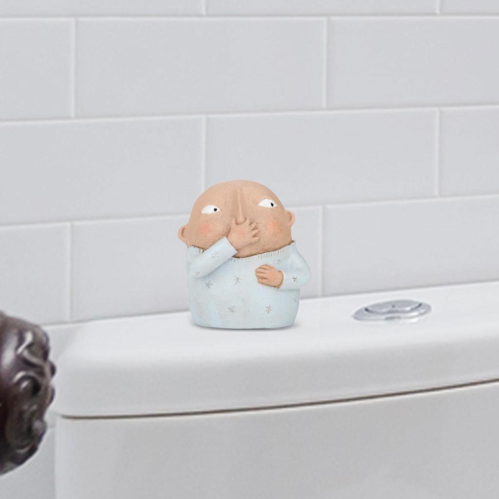 Holding Nose Bathroom Statue Resin Ornament,Weird Decoration Funny Sculpture,Vulgar