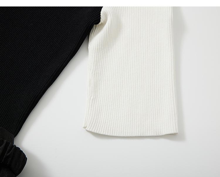 Sweet and cool girl short-sleeved classic little black dress French romantic retro waist round neck black and white contrasting patchwork dress