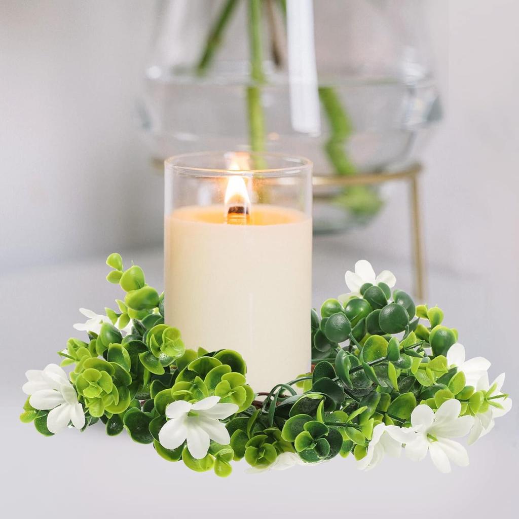Американский имитационный венок Венок со свечами Эвкалиптовый венок Венок из самшита Украшение стола для вечеринки Венок