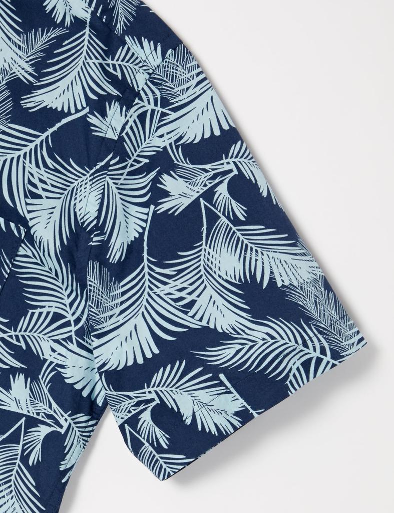 Amazon Essentials Рубашка с коротким рукавом обычного кроя с узором цвета морской волны и листьями пальм, размер XL, мужской дизайн,