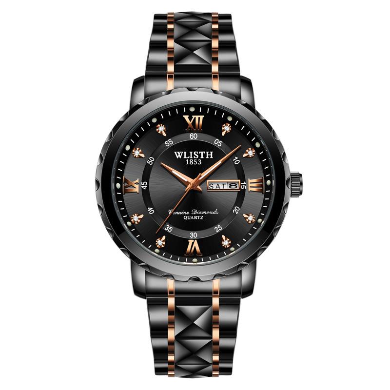 Топ Новые Водонепроницаемые Мужские Часы Двойной Календарь Кварцевые Наручные Часы