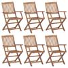 Folding Garden Chairs In Solid Acacia Wood - VidaXL - Set of 6 - Brown - Outdoor