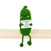 Handmade Knitting Emotional Support Cucumber Long Legged Doll with Card Cute Crochet Positive Potatoes Vegetable Doll Room Decor