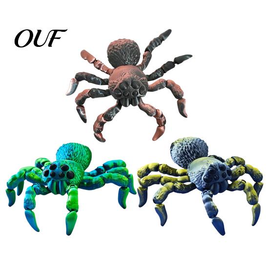 Novelty Gift for Kids Adults 3D Printed Spider Fidget Toy with Eyes, Large Articulated Figurine Unique Gothic Style Decor Flexible Joints, Halloween