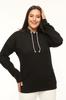 Women's Style Big Size Sweatshirt Plus Size Hooded Glitter Lace-Up Pocket Sweatshirt