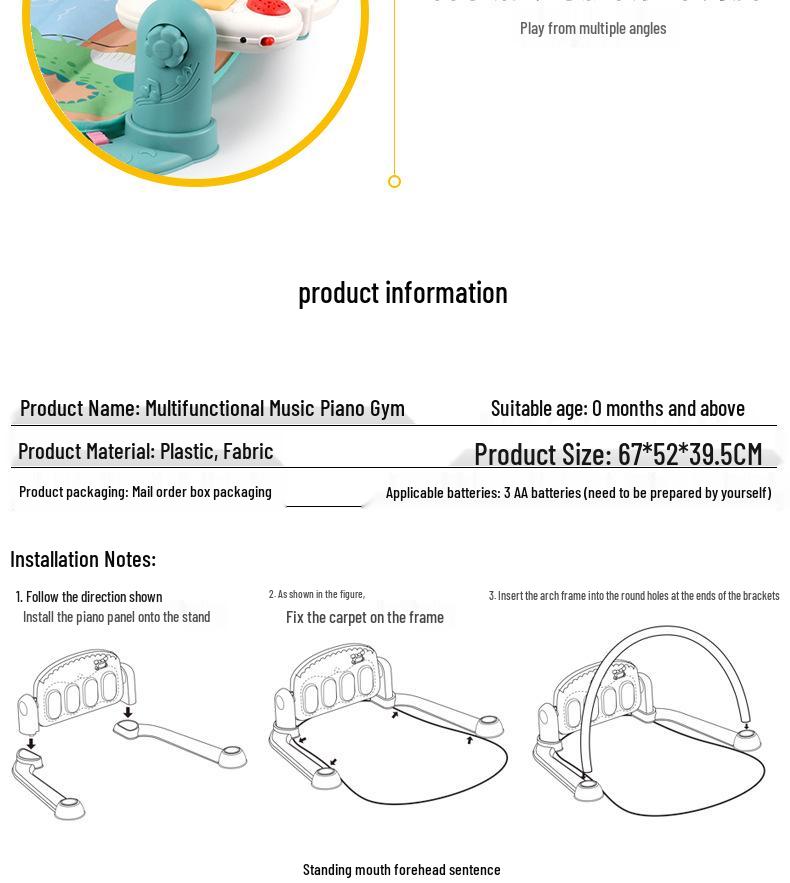 Multifunctional Baby Gym Pedal Piano Mat: Music Blanket for 0-1 Year Olds