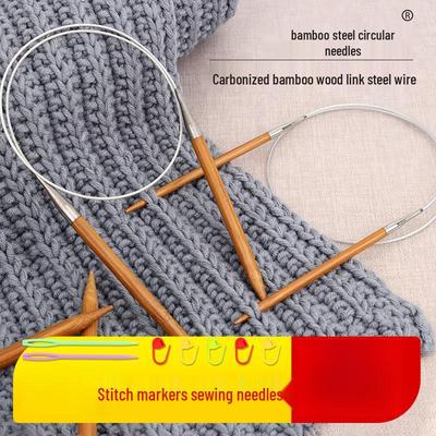Набор круговых спиц из бамбука и стали: Инструменты ручной работы для вязания пледов