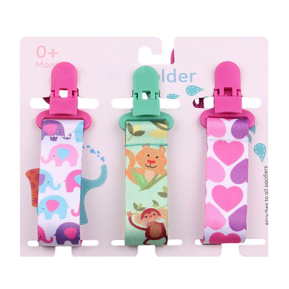 3PCs Pacifier Chain Bracket Dummy Clips Cartoon Print Child Pacifier Clips Nipple Holder Infants