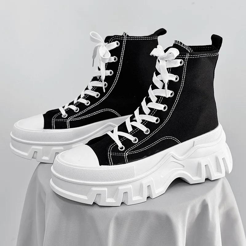 2024 Latest Men's Luxury Fashion Trendy Sports Skateboarding Shoes with High Lift Thick Bottom and Casual Canvas Shoes Sneakers