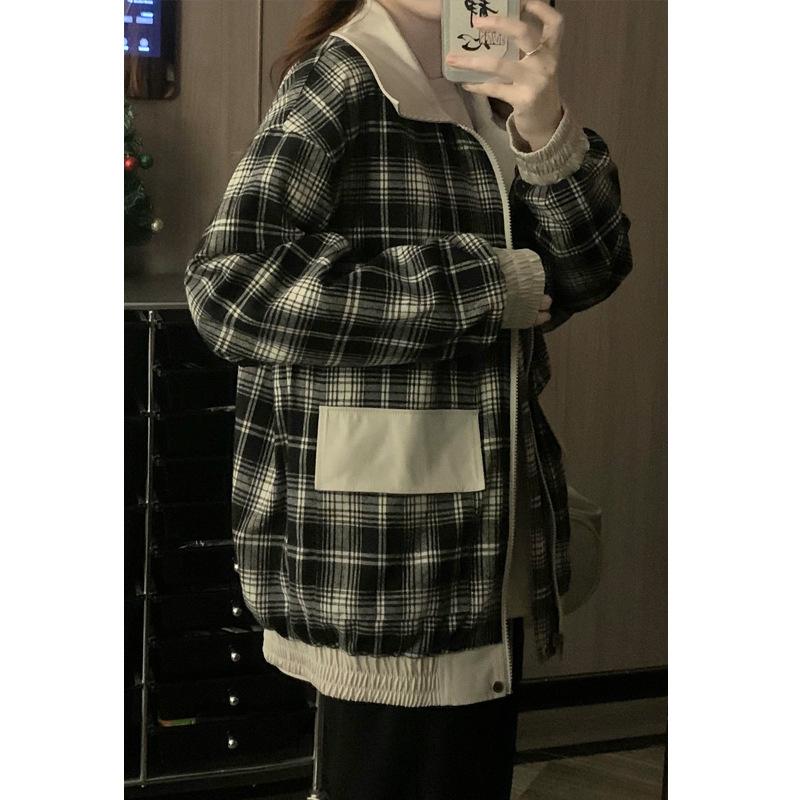 Мужская клетчатая куртка Новая весенне-осенняя свободная повседневная универсальная куртка