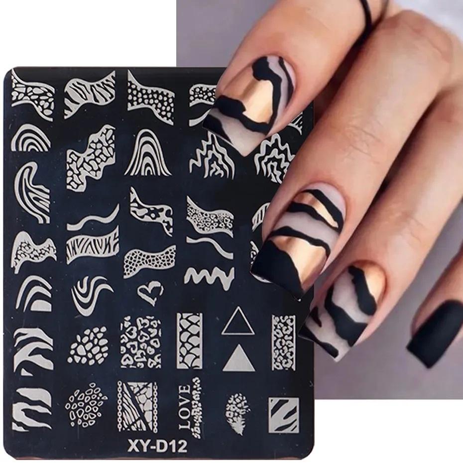 French Style Nails Art Stamp Plates Leaf Flower Stainless Steel Stencils Nail Printing Image Manicure Stamping Tools