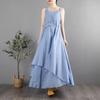 Mori Retro Sleeveless Cotton and Linen Dress Women's Summer Loose and Thin Double-layer Bottom Suspender Dress