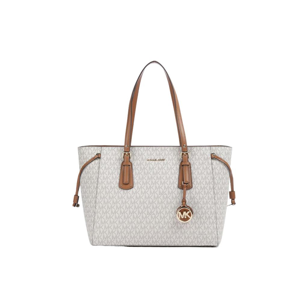 New MICHAEL KORS Voyager Artificial Leather Tote Bag, Shopping Bag, Shoulder Bag Medium Women's Vanilla White 30F8GV6T2B-150
