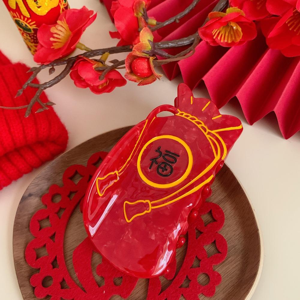 Creative Cartoon New Year Hair Claw Lantern Grab Clip Acetate Claw Clip Headwear Plate Hair Large Shark Clip Hair Accessories
