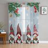 Christmas Window Curtain Snowflake Gnome Robin Tulle Curtain Sheer Valances Curtains For Living Room Home Decoration Drape Panel