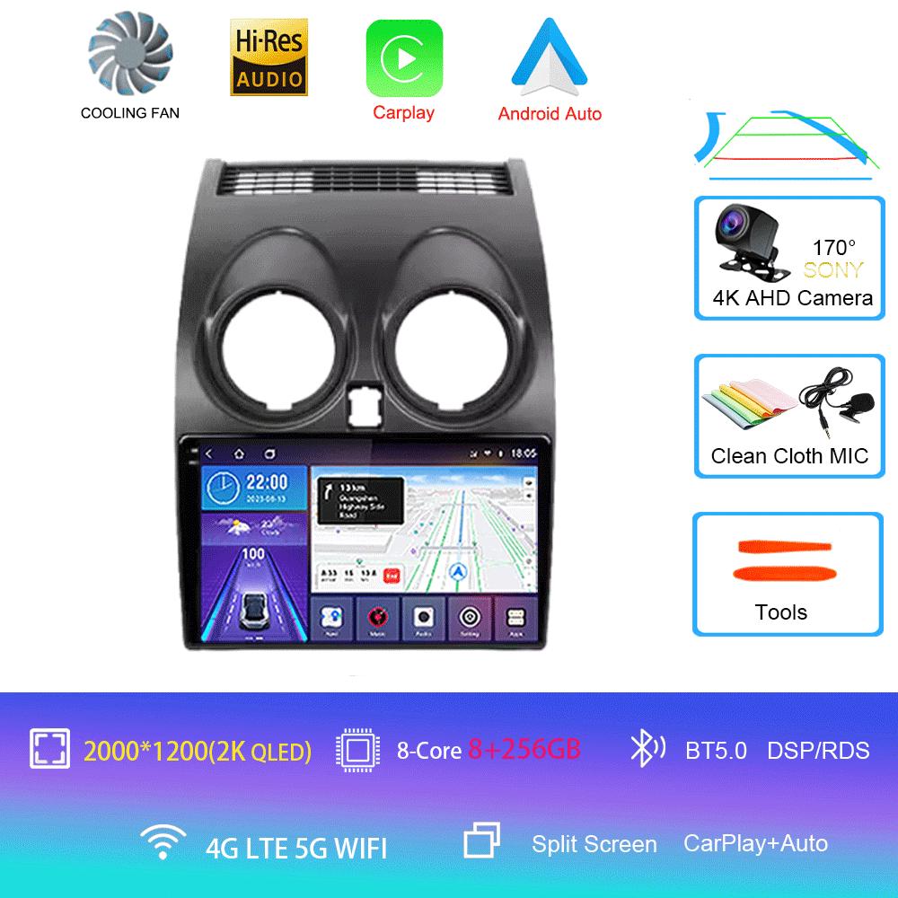 Android 14 автомобильное радио для Nissan Qashqai 1 J10 2005 - 2015 мультимедиа стерео видеоплеер навигация GPS 4G WIFI 360 камера 9''