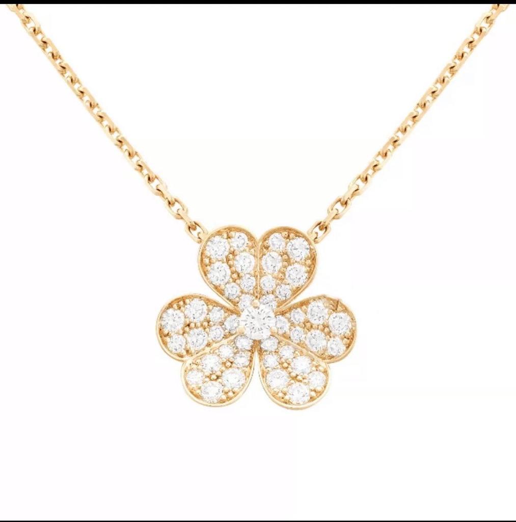 18k Rose Gold Diamond Clover Necklace & Three-Leaf Clover Earrings Set