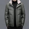 Thickened Down Jacket Middle-aged and Elderly Men's Leather Jacket Large Size Down Winter Lapel Jacket