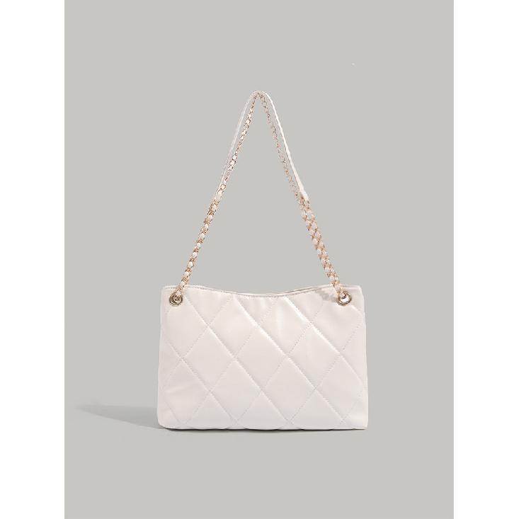 2025 New Bags Women's Fashionable All-Match Western Style Diamond Embroidery Thread Special-Interest Design Solid Color Chain Shoulder Crossbody Bag