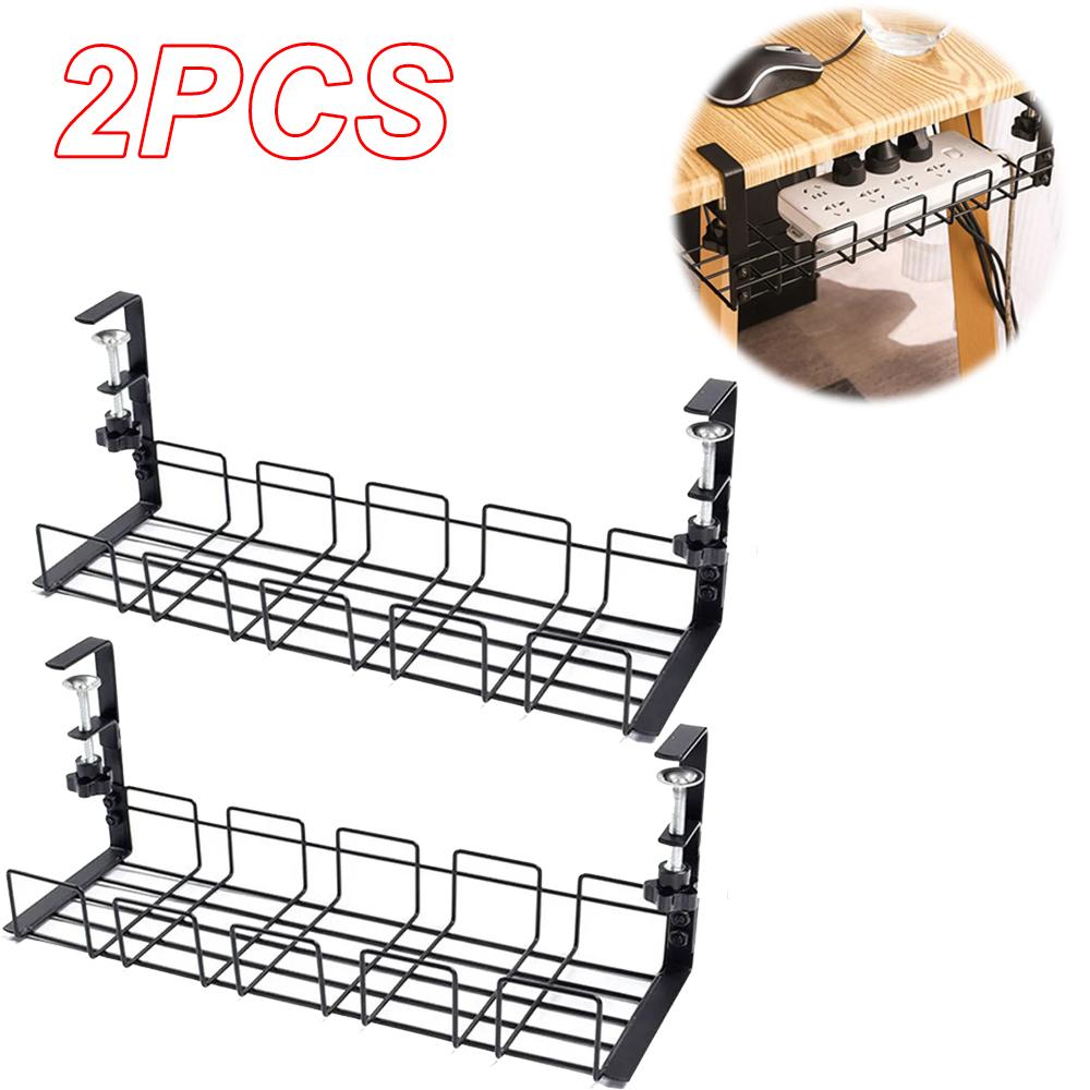 Стеллаж для хранения под столом, металлический кабельный лоток, органайзер для компьютерного стола, без перфорированных кухонных аксессуаров для хранения