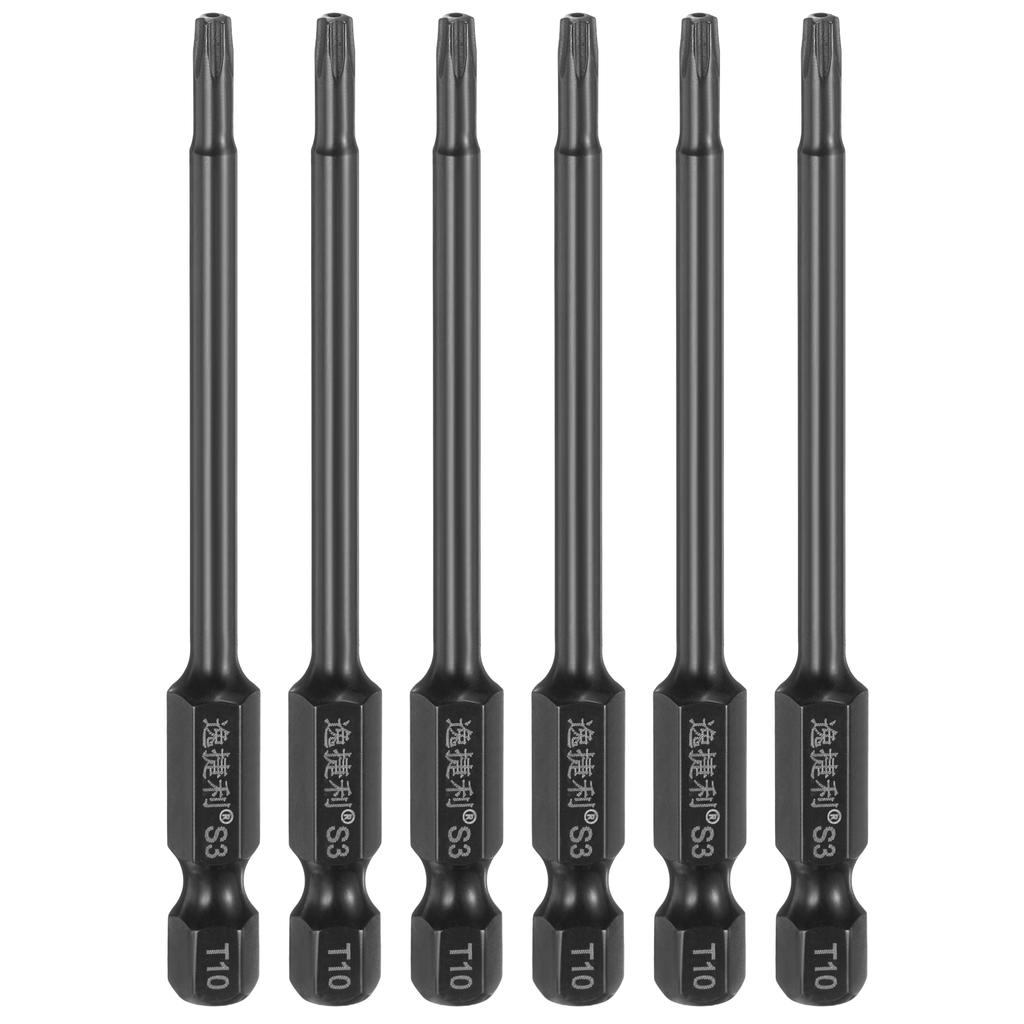 6 шт. Биты Torx T6-T40 1/4" Шестигранный Хвостовик 75 мм/100 мм Сталь S3 Магнитные Звездообразные Биты со Штифтом (Tamper Proof Star) 6-гранные Биты для Шуруповерта