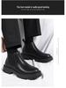 Men's British-Style Chelsea Boots: Thick-Soled, Height-Enhancing, Genuine Leather, Slip-On, Mid-High Top, Autumn/Winter Martin Boots.