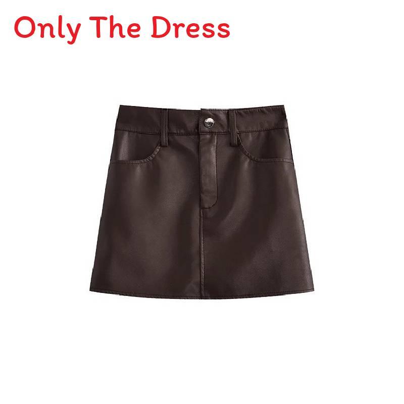 Streetwear Pu Mini Skirt With Zipper For Trendy Girls Spring