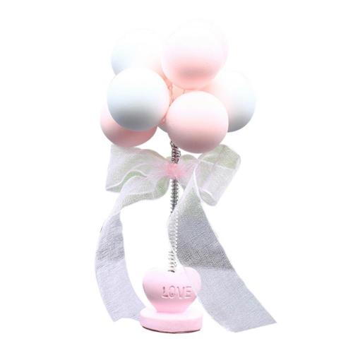 Car Ornaments Nodding Balloon Car Dashboard Decor Spring Shaking Head Toys Bobblehead Pink Car Accessory For Women Girls Gifts