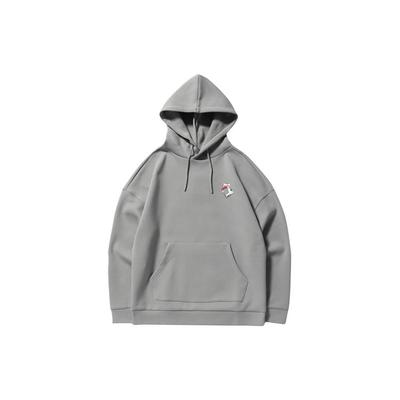 Li Ning X Og Slick Collaboration Graffiti Print Loose Pullover Hoodie Men Hoodies Gray AWDNC95-1