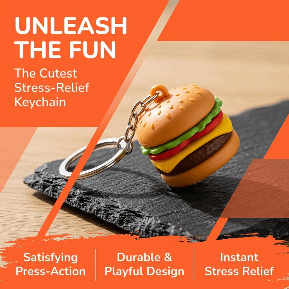 Plastic Simulation Food Keyring Cute Press Bag Pendant Funny Fidget Keychain Children