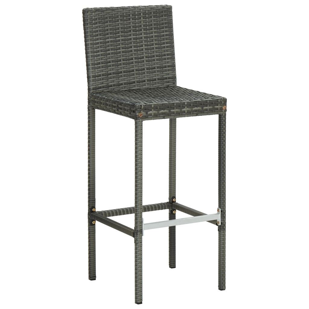 Garden Bar Stool with Cushion 4 pcs Grey Poly Rattan