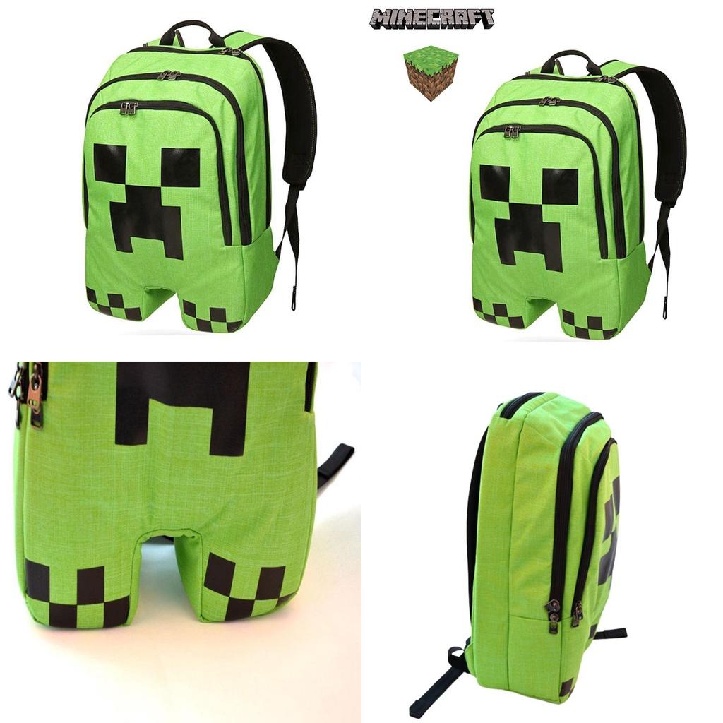 Зеленый рюкзак Minecraft Creeper для школы, путешествий и других целей, большая вместимость, прочный материал Оксфорд
