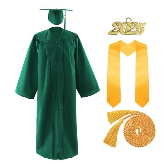 1 комплект академической униформы включает в себя шапку, шаль, почетный канат, мантию с V-образным вырезом и рукавами «летучая мышь», комплект из выпускной шапочки и мантии 2025 года для памятных выпускных мероприятий