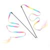 Радужная перьевая кошачья дразнилка-палочка со сменными тканевыми полосками