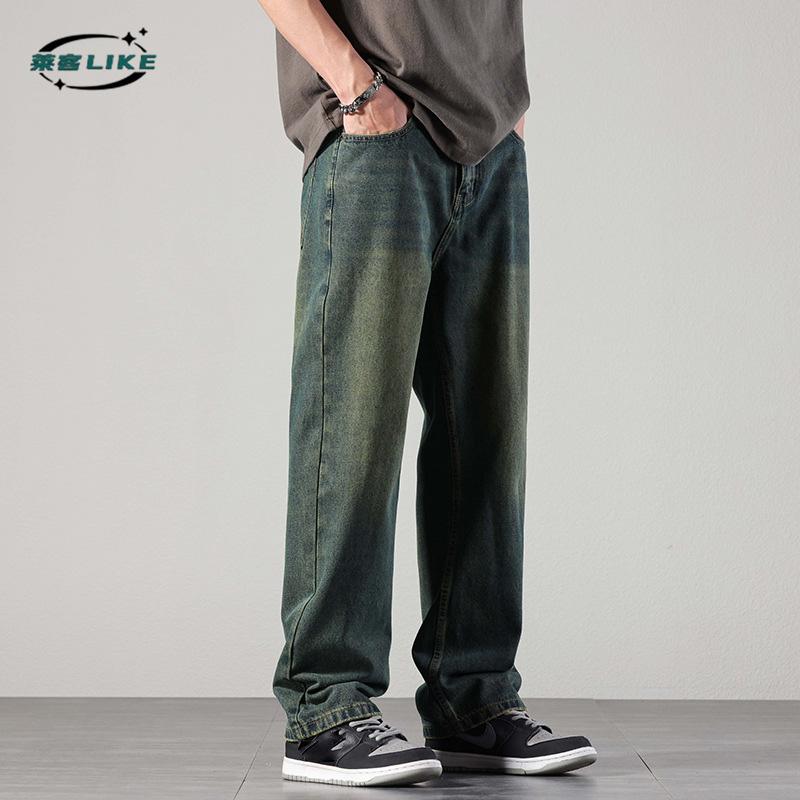 Американские уличные ретро мужские джинсы высокого класса прямые джинсы мужские простые свободные длинные брюки из денима