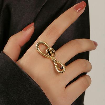 Женское кольцо Ins Niche Design Bow Retro Personality Женское приливное преувеличенное трендовое кольцо с регулируемым отверстием