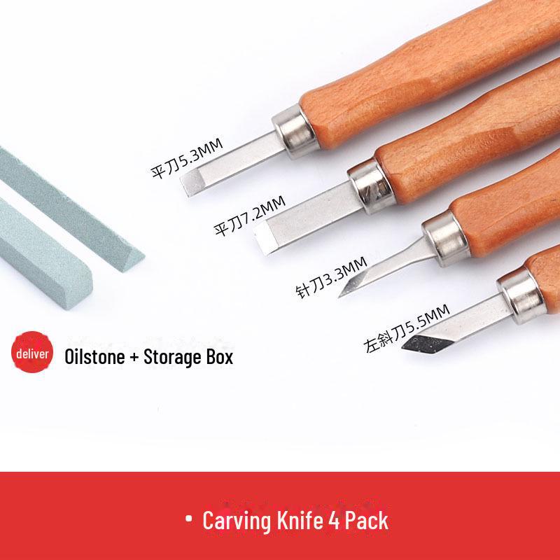 Набор ножей для резьбы по дереву ручной работы: В комплект входят нож для резьбы, перочинный нож, художественная печать, резиновый штамп. Идеально подходит для работ по дереву и штукатурке.