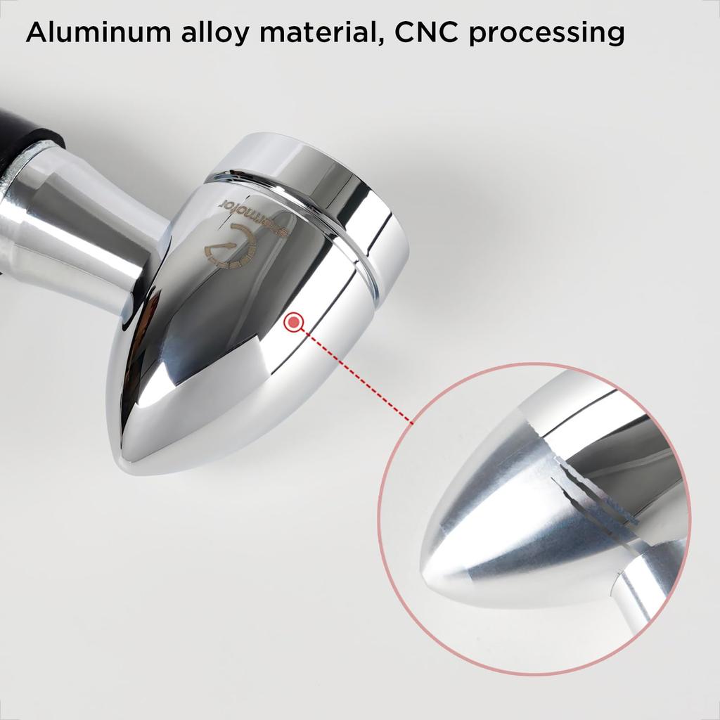 Evermotor Chrome CNC 12V 2pcs Mini Bike LED Turn Signal Lights IP67 Waterproof Amber White E-Certification &