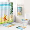 Beach Ocean Bathroom Shower Curtain Bath Towel Floor Mat Five-Piece Set Toilet Toilet Carpet Shower Foot Mat