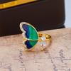 Adjustable Blue Butterfly Ring for Women Elegant Romantic Birthday Gift Simple Fashion Jewelry