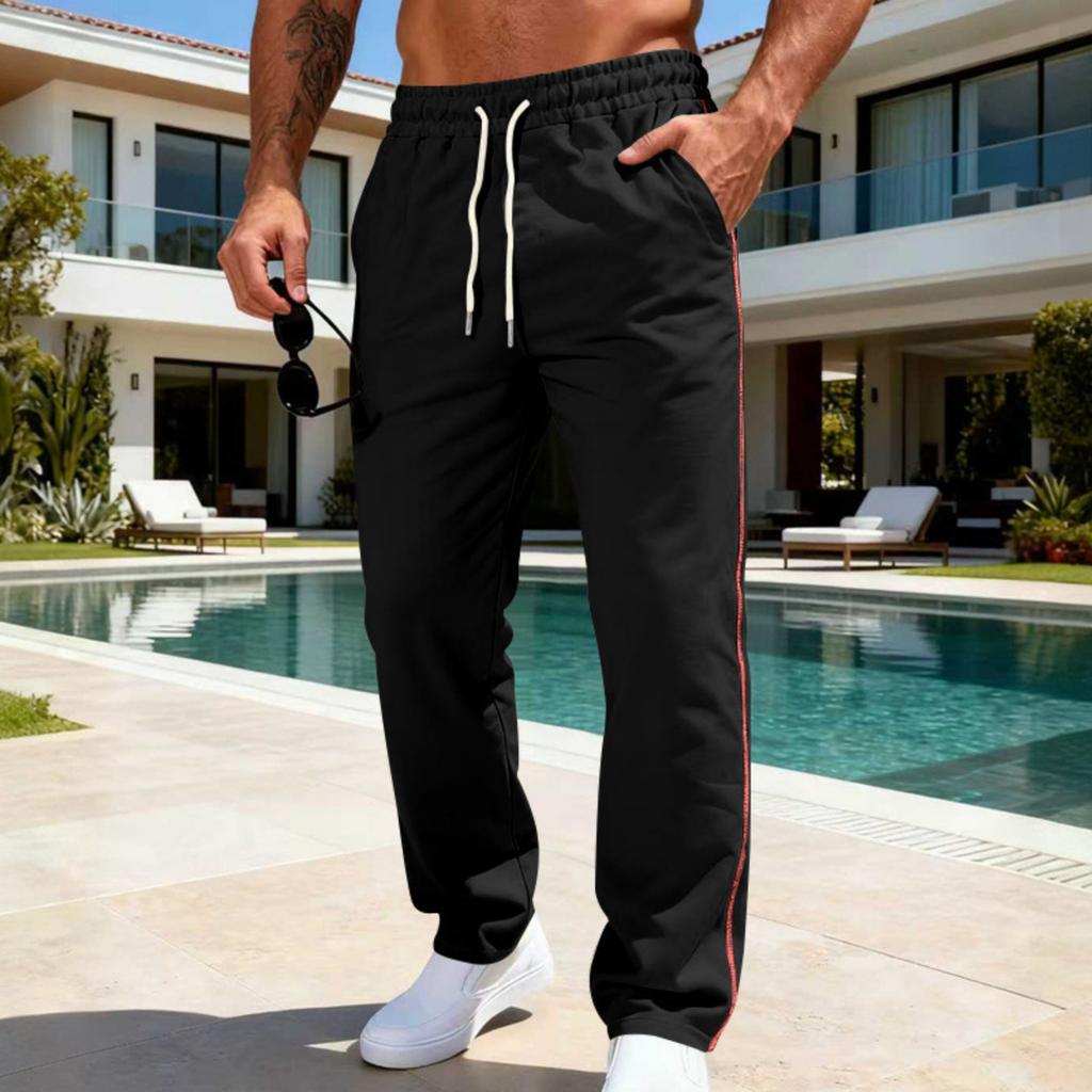 Mens Sweatpants Sild Stripe Elastic Waist Drawstring Running Jogging Sweatpants Athletic Workout Pants