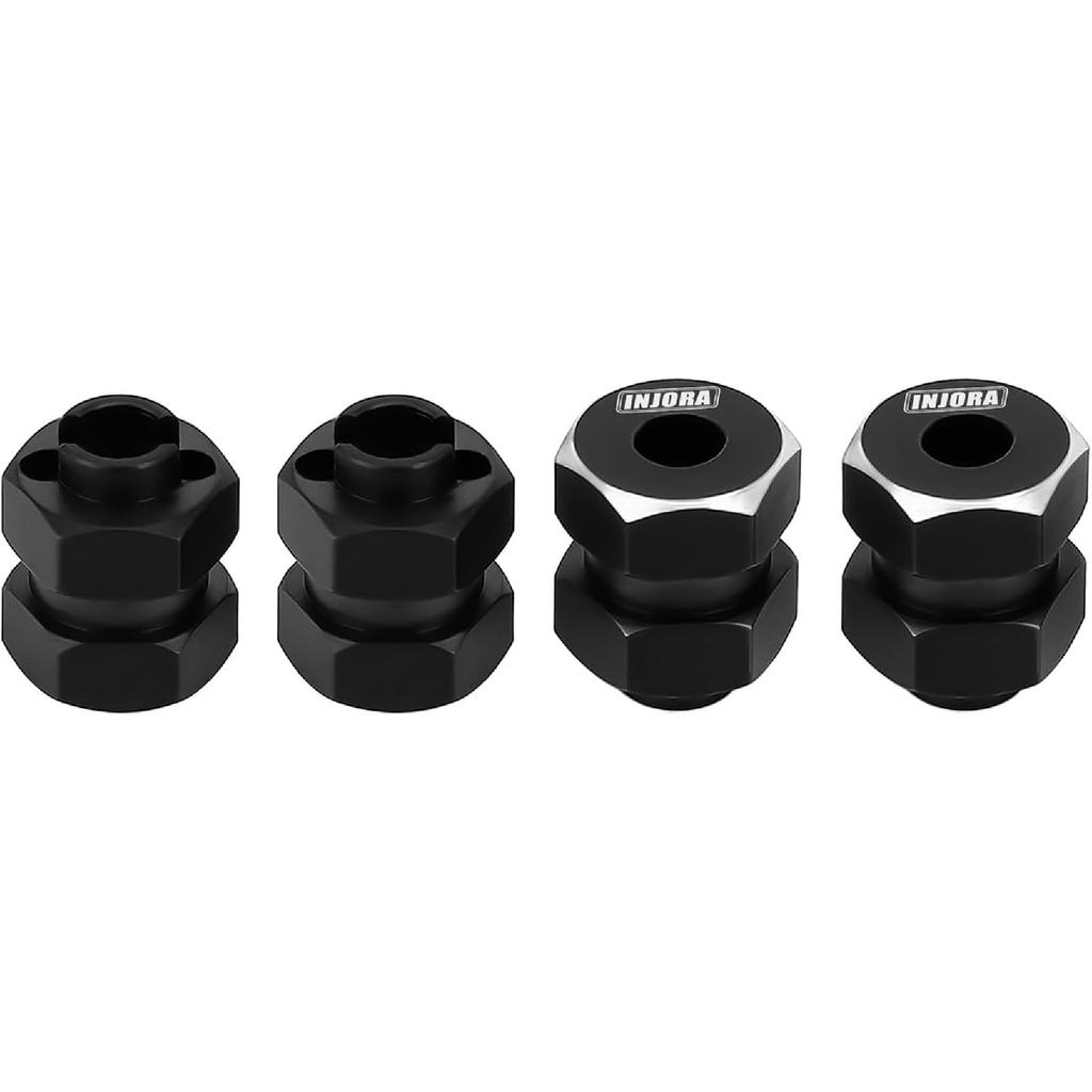 INJORA Black Stainless Steel Wheel Hex Hub +5mm Extenders for Axial SCX24 Upgrade 1/24 RC Crawler, 12g/Set
