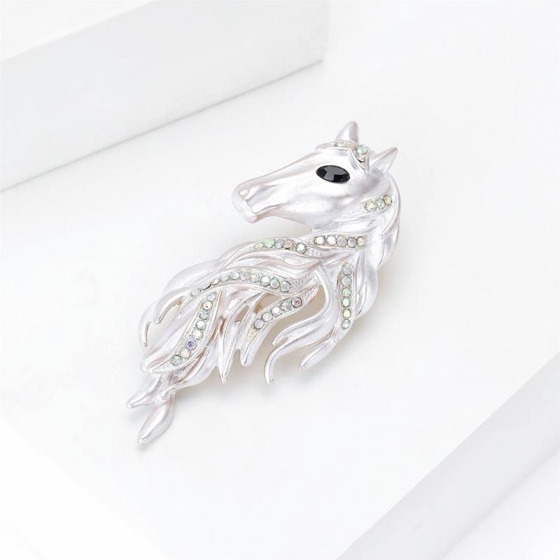 Handcraft Horse Head Brooch Portable Alloy Accessory for Casual Formal Outfits